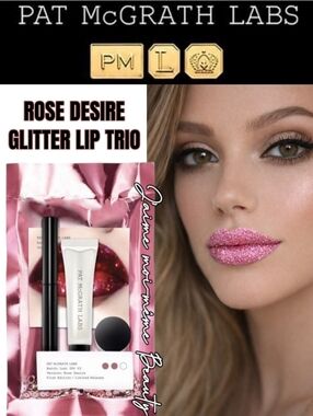 Pat Mcgrath Rose Desire HOLOGRAPHIC GLITTER Lipstick Lip Vinyl & Glitter Trio